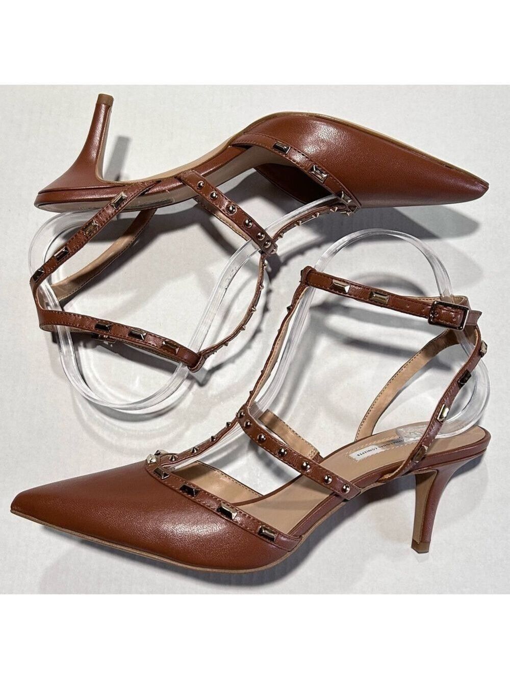 INC International Concepts Tan Studded Ankle Strap Pumps Size 9 - Picture 8 of 11